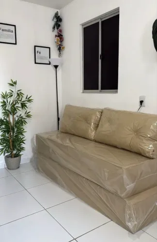 Sofá bicama em Courino novo no plástico 