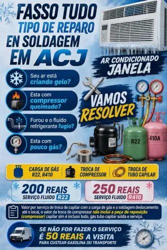 Soldagem, Troca tubo capilar e compressor ACJ (Ar Condicionado Janela)