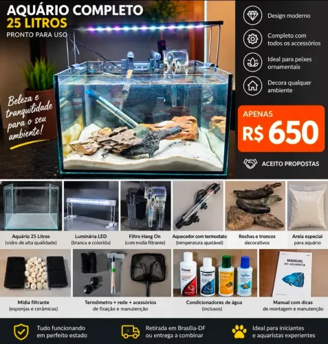 Aquário 25 Litros completo