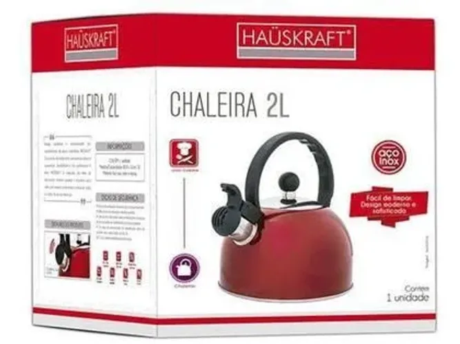Chaleira Hauskraft com Apito Vermelha 2L