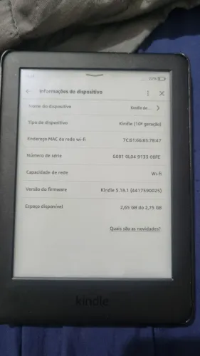 Kindle (10° geração) 2,75 GB