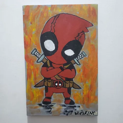 Pintura Acrílica em tela Deadpool