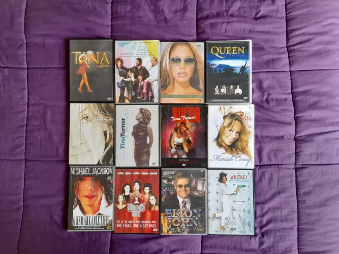 LOTE de DVDs Michael Jackson Mariah Celine Elton John Tina e outros