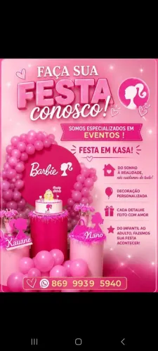 Decoração de festa, mesas e painel