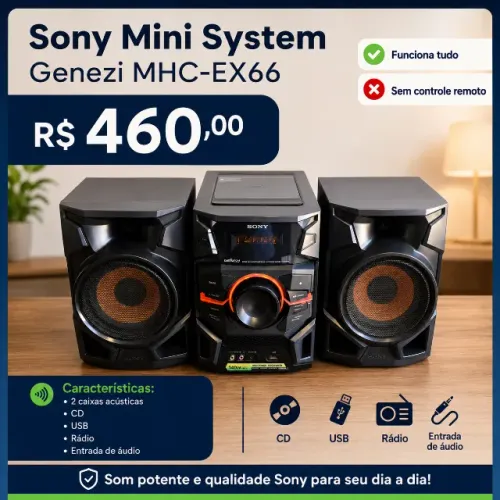 Vendo Som Sony Mini System Genezi MHC-EX66