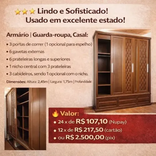 Armário | Guarda-roupa, Casal. LEIA A DESCRIÇÃO!