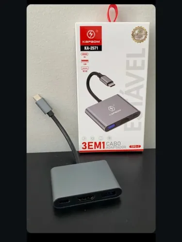 Adaptador 3 em 1 Tipo-C Kapbom KA-2571 | HDMI 4K + USB + PD