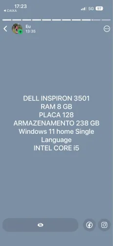 Vende-se Notebook Intel Core i5
