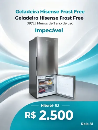 GELADEIRA HISENSE FROST FREE RB-52W1ANRI | 397L ? QUASE NOVA!