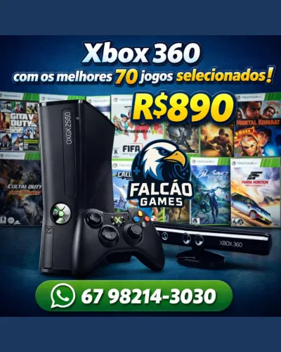 XBOX 360 com 70 jogos 