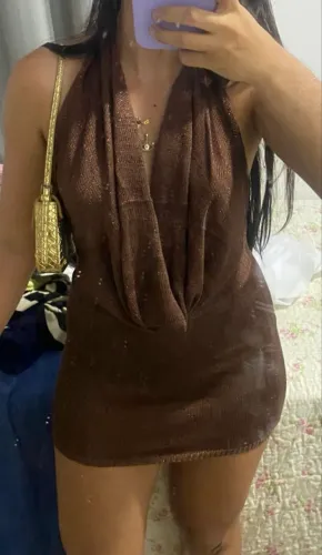 Vestido Marrom Frente Única Decote Profundo | Festa, Praia e Réveillon