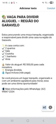 Vaga para dividir aluguel