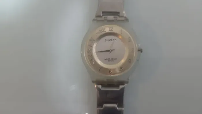 relógio de pulso modelo Swatch Skin prateado