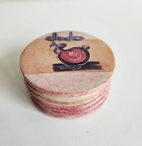 Porta copos em Pedra nobre de Portugal 10 cm de diâmetro - 6 unidades NOVOS Elegantes