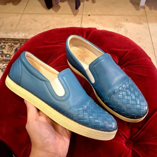 Tênis Bottega Veneta Intrecciato Leather Loafers em Couro Legítimo Azul - Tam 35