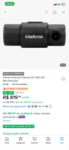 Usado - Câmera Veicular IntelDuo 2k+128GB Cartão de memoria purple