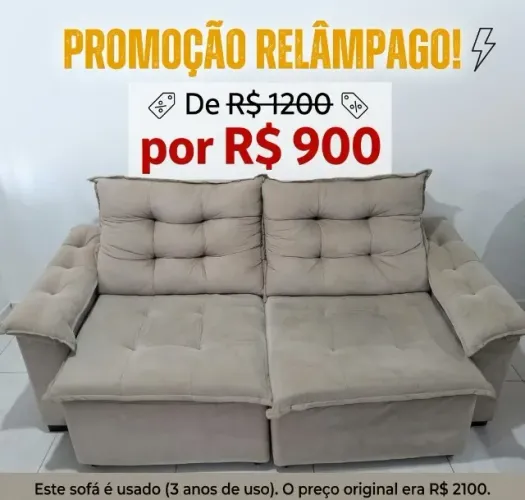 Sofá Tufo Retrátil Reclinável