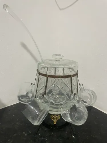 Poncheira em Cristal Bohemia Tcheco - Conjunto Completo - Peça Elegante