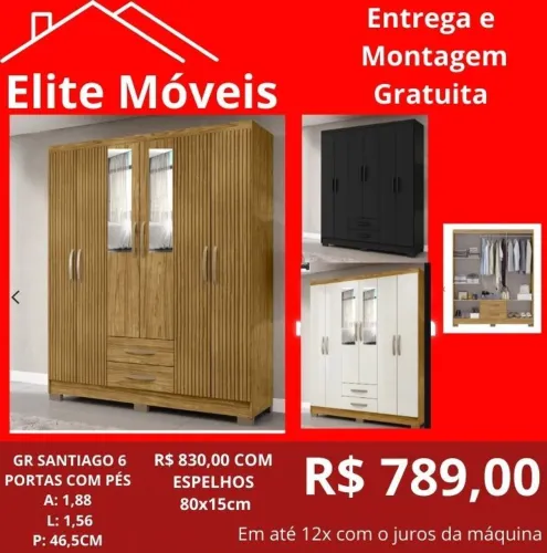 COM A MONTAGEM E A ENTREGA GUARDA ROUPA NOVO NA CAIXA COM GARANTIA DE FABRICA.
