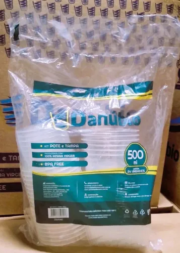 Kit 24 Pote E Tampa 500ml - Microondas & Freezer - Danubio