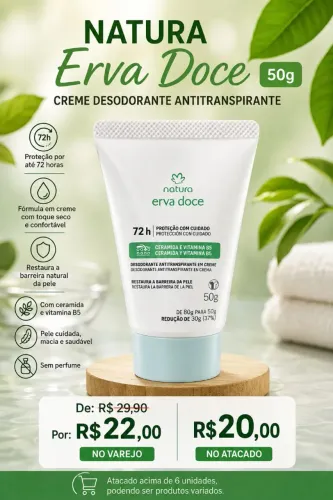 Desodorante em creme natura erva doce