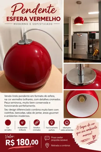 Pendente esfera vermelha