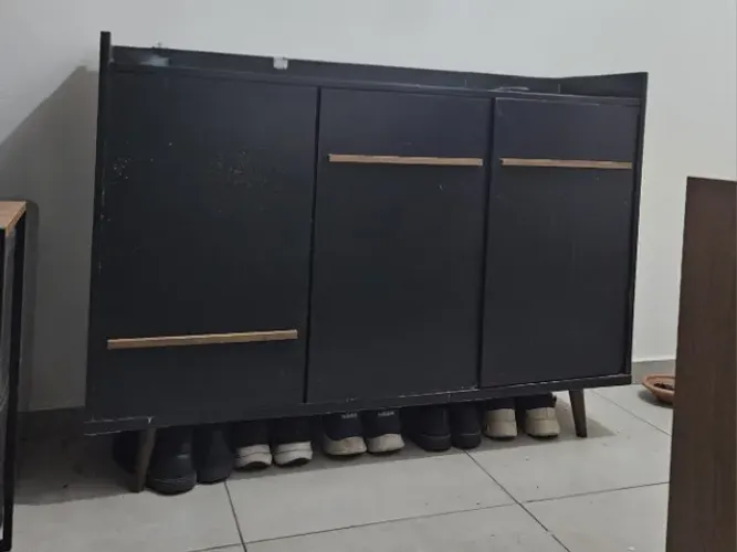 Balcão Aparador Buffet Preto 3 Portas