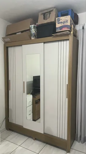 Guarda Roupa Solteiro Espelho 3 Portas Viena