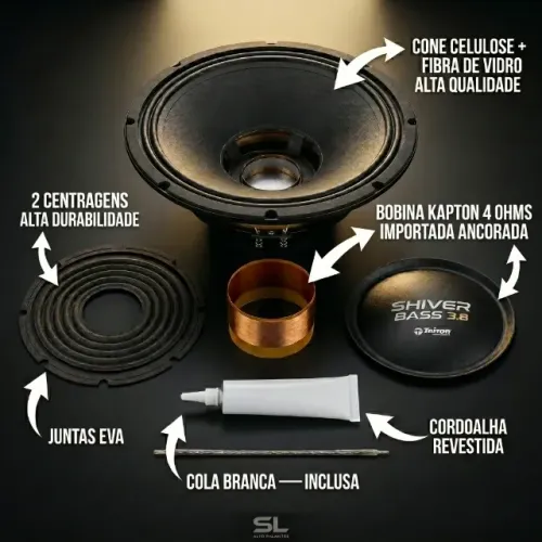 Kit Reparo Alto Falante Triton Shiver Bass 3.8 18 Polegadas 4 Ohms SL