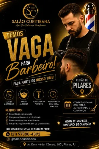 Excelente Oportunidade! Vaga para Barbeiro. ?