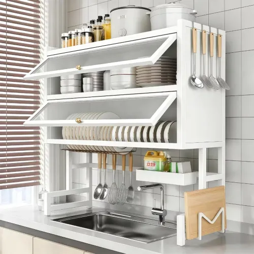 Escorredor De Louça 65/85/105cm Cozinha Suspensa Pia Rack  Estante poeira porta armário.