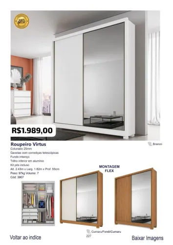 GUARDA ROUPA DE SOLTEIRO Roupeiro Virtus