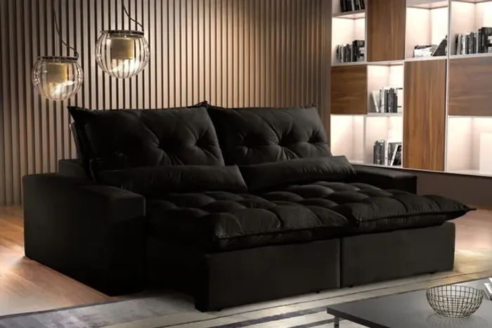 Sala sofá retrátil e reclinavel de 230 cm molas no assento 