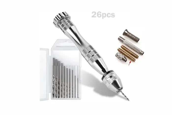 Mandril com Pinças e Brocas Helicoidais Aço, Artesanato Metal, Madeira e Plástico - 26pcs