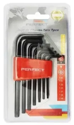 Kit de Chaves Torx com 7 Peças em Aço Cromo Vanádio