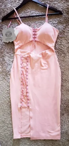 Vestido Midi Rosa Chocolate Doce - Novo com etiqueta