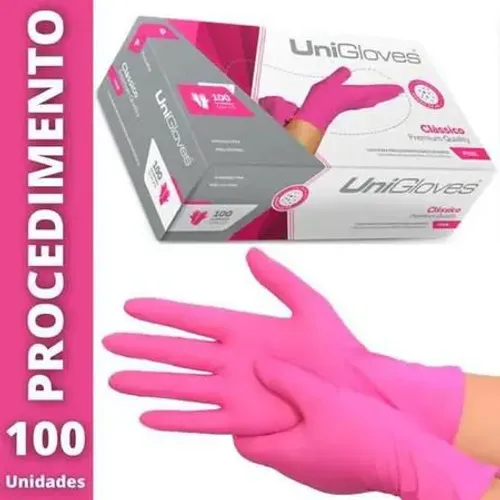 Luvas de Procedimento Rosa-Pinck- 100 unidades