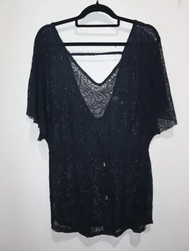 Saída de praia renda preta Líquido