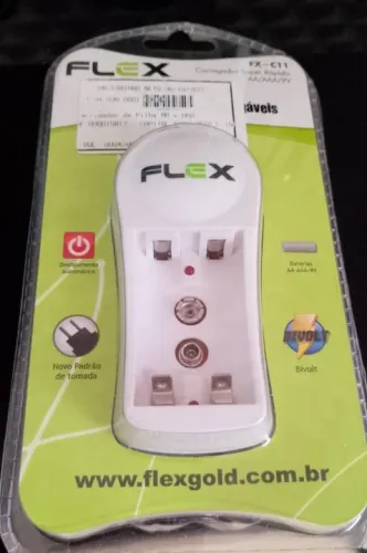 Carregador de pilhas e bateria carga rápida - marca: Flex - Novo lacrado
