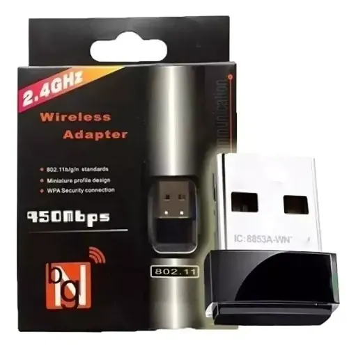 Micro Adaptador Usb Wireless Wi Fi 950mbps 2.4 Ghz Pc Note