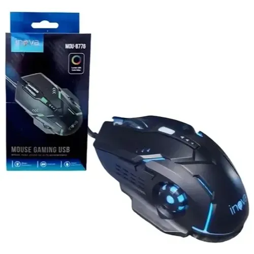 Mouse Gamer Usb 6 Botões 2400dpi Com Led Rgb Inova Mou-8776 Cor Preto