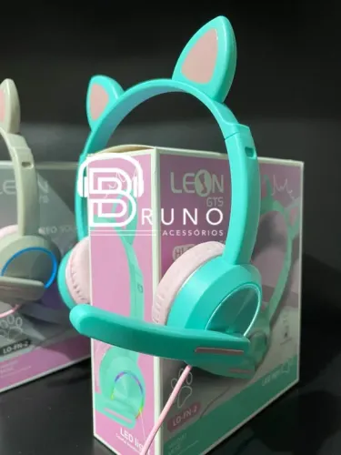 Fone de Ouvido Bluetooth com Led para Meninas - Gato