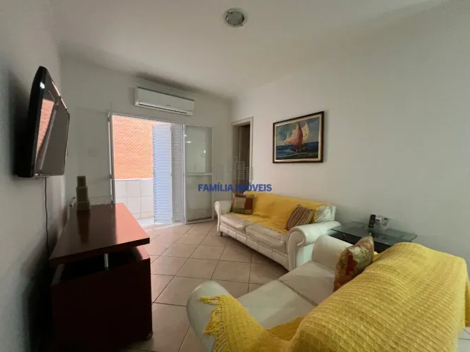 Apartamento para alugar mobiliado 3 quartos sacada Boqueirão Santos