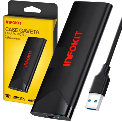Case SSD M.2 NGFF 5Gbps USB 3.1 - Infokit Ecase em São Luís ma