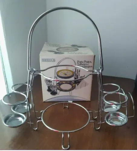 Suporte Para Pratos E Talheres Original Buffet Aço Cromado Imperdível
