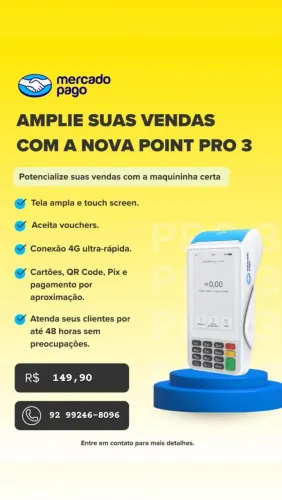 Maquina de cartão Point Pro 3 - Mercado Pago