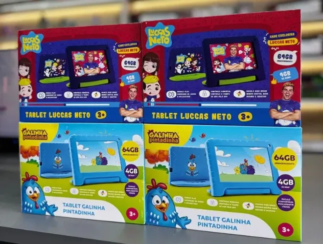 Lacrado Tablet Infantil 7Pol Wifi 64GB+4GB Lucas Neto ou Galinha Pintadinha
