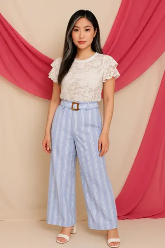 CALÇA PANTALONA EM VISCOLINHO LISTRADA