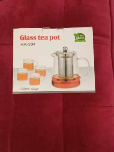 Chaleira de vidro com infusor e 4 xícaras - 950ml