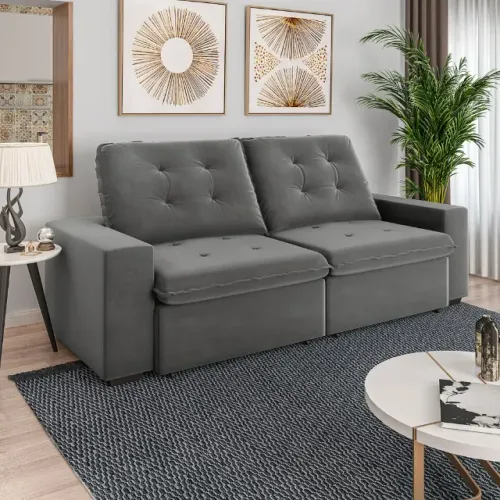 Sofá Retrátil Monte Carlo 2M No Cinza